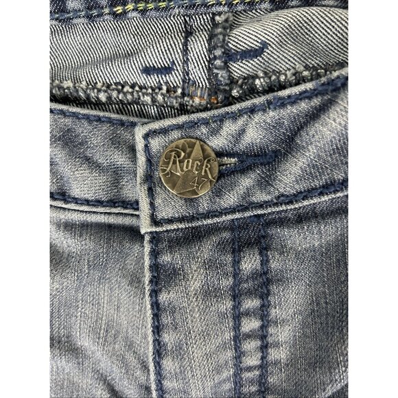 Wrangler Rock 47 Ultra Low Rise Jeans Women’s 11 X 34 Thick Stitch Flare Flap - Picture 4 of 10